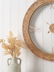 Pacific Natural Newborough Burr Wood Effect Round Wall Clock - Image 2 of 6