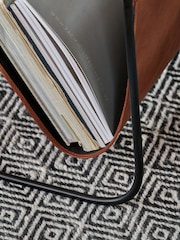 Pacific Brown Eliseo Vintage Leather Magazine Rack - Image 5 of 6