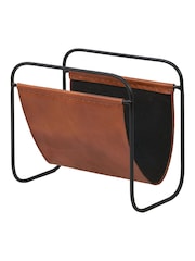 Pacific Brown Eliseo Vintage Leather Magazine Rack - Image 6 of 6