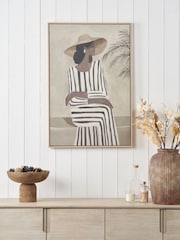 Pacific Natural Striped Dress Lady Design Canvas Wall Art - Image 1 of 6