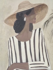 Pacific Natural Striped Dress Lady Design Canvas Wall Art - Image 2 of 6