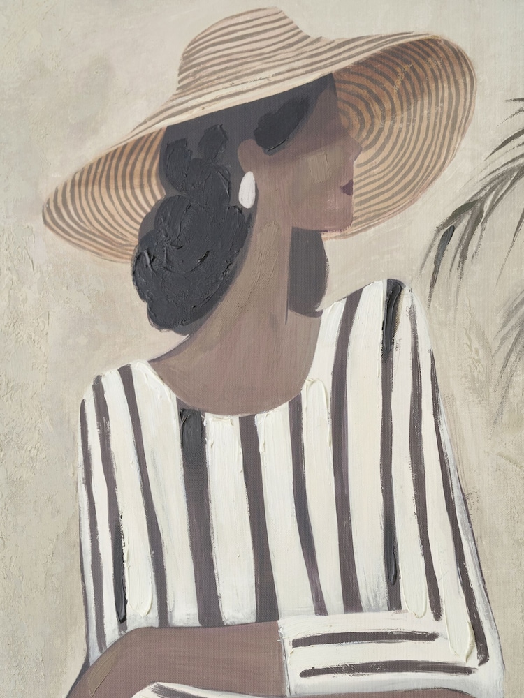 Pacific Natural Striped Dress Lady Design Canvas Wall Art - Image 2 of 6