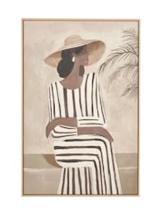 Pacific Natural Striped Dress Lady Design Canvas Wall Art - Image 5 of 6