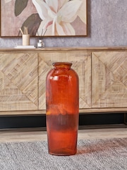 Pacific Orange Glass Ribbed Vase Tall - Image 1 of 6