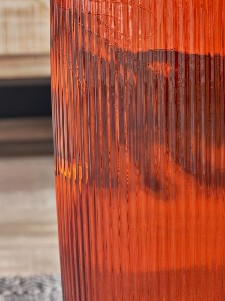 Pacific Orange Glass Ribbed Vase Tall - Image 2 of 6