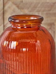 Pacific Orange Glass Ribbed Vase Tall - Image 3 of 6