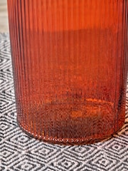 Pacific Orange Glass Ribbed Vase Tall - Image 5 of 6