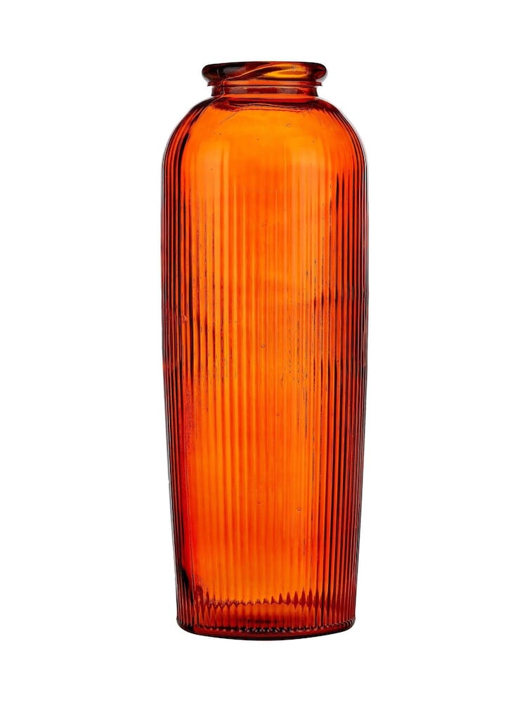 Pacific Orange Glass Ribbed Vase Tall - Image 6 of 6