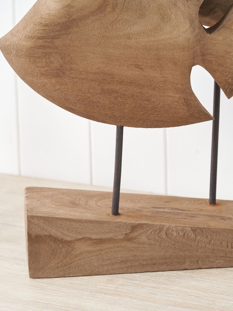 Pacific Natural Mango Wood Double Teardrop Angelfish Ornament - Image 2 of 6