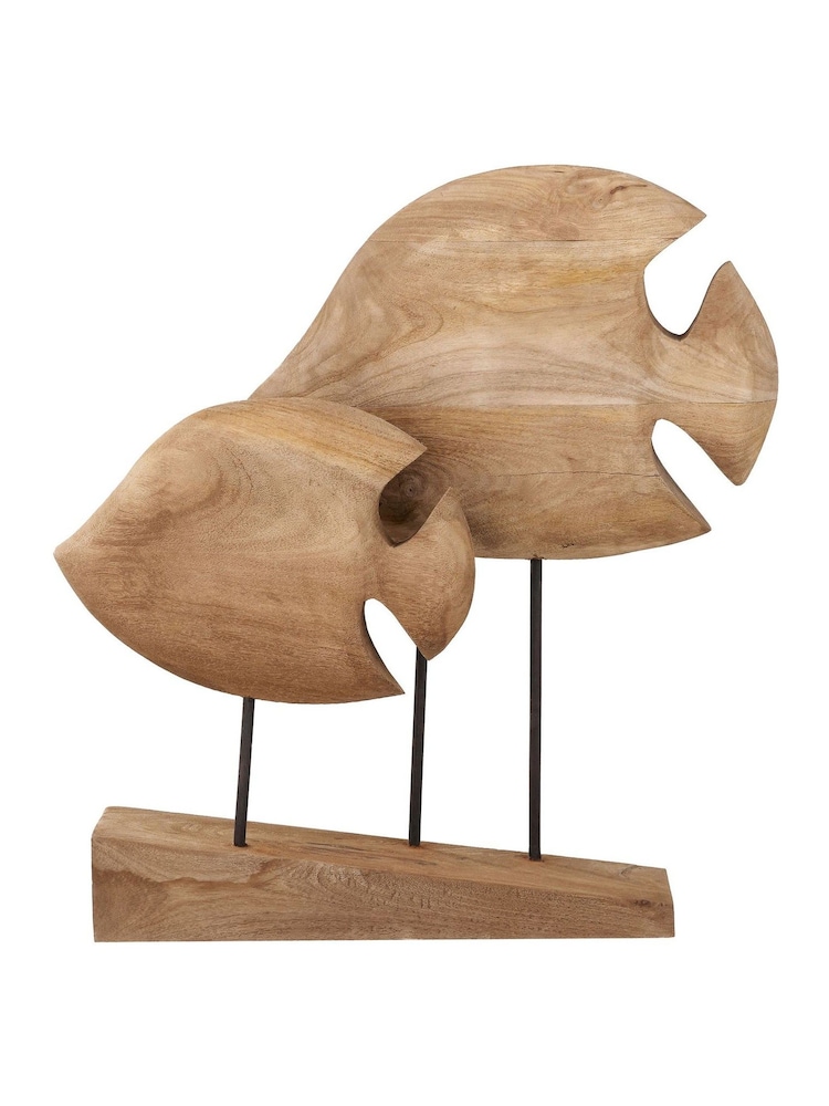 Pacific Natural Mango Wood Double Teardrop Angelfish Ornament - Image 6 of 6