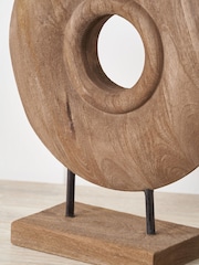 Pacific Natural Handcarved Mango Wood Circular Ornament - Image 2 of 6