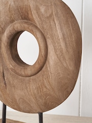 Pacific Natural Handcarved Mango Wood Circular Ornament - Image 3 of 6