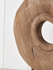 Pacific Natural Handcarved Mango Wood Circular Ornament - Image 5 of 6