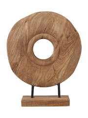 Pacific Natural Handcarved Mango Wood Circular Ornament - Image 6 of 6