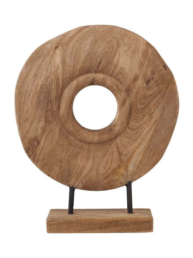 Pacific Natural Handcarved Mango Wood Circular Ornament - Image 6 of 6