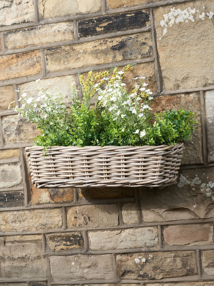 Pacific Grey Large Tobs Rattan Wall Hanging Trough - Image 1 of 6