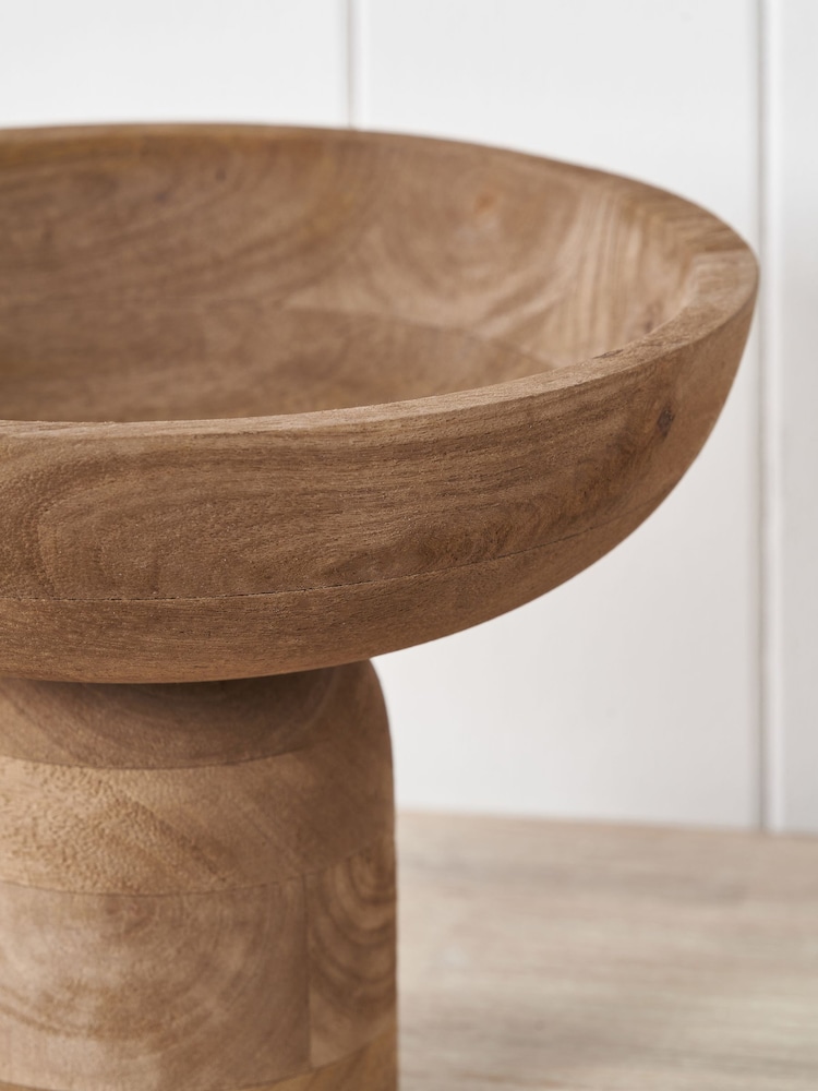 Pacific Natural Handcarved Mango Wood Bowl with Raised Base - Image 2 of 6