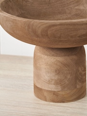 Pacific Natural Handcarved Mango Wood Bowl with Raised Base - Image 3 of 6