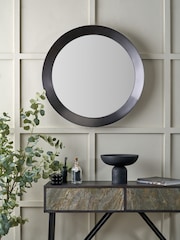 Pacific Graphite Metal Angled Frame Round Mirror Large - Image 1 of 6