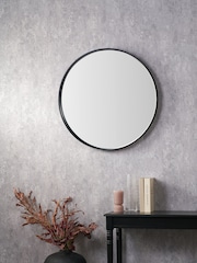 Pacific Black Wood Veneer Deep Edge Round Wall Mirror Large - Image 1 of 6