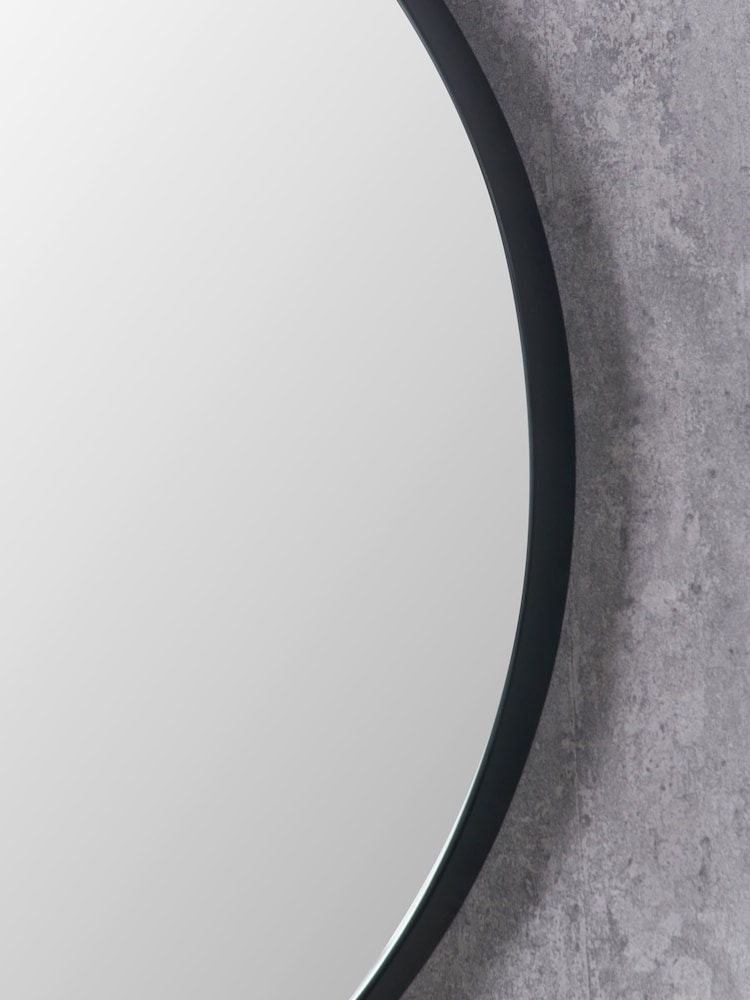 Pacific Black Wood Veneer Deep Edge Round Wall Mirror Large - Image 2 of 6