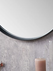 Pacific Black Wood Veneer Deep Edge Round Wall Mirror Large - Image 3 of 6
