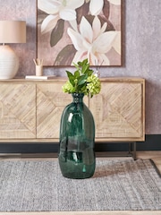 Pacific Green Shaped Recycled Glass Tall Vase - Image 1 of 6