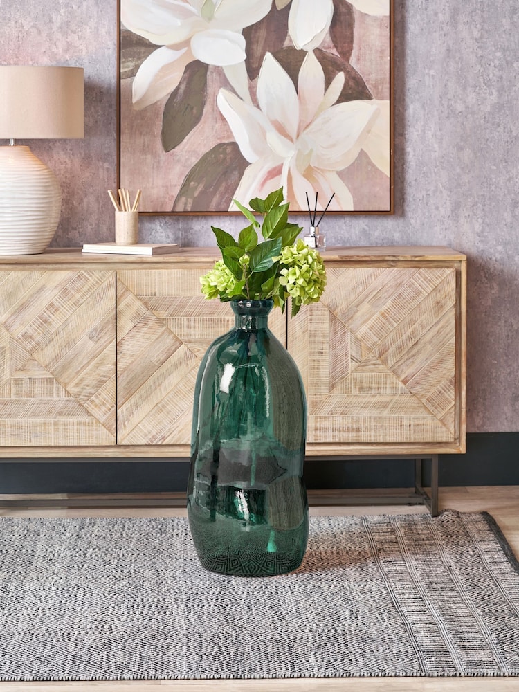 Pacific Green Shaped Recycled Glass Tall Vase - Image 1 of 6