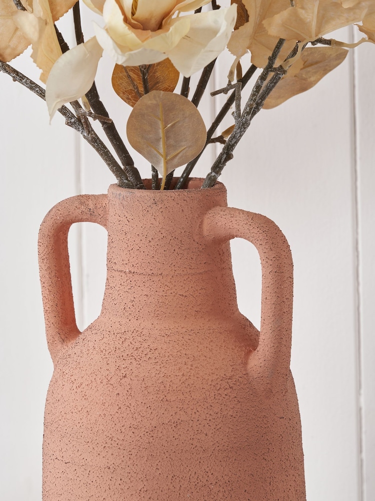Pacific Natural Textured Decorative Vase with Large Handles - Image 2 of 6