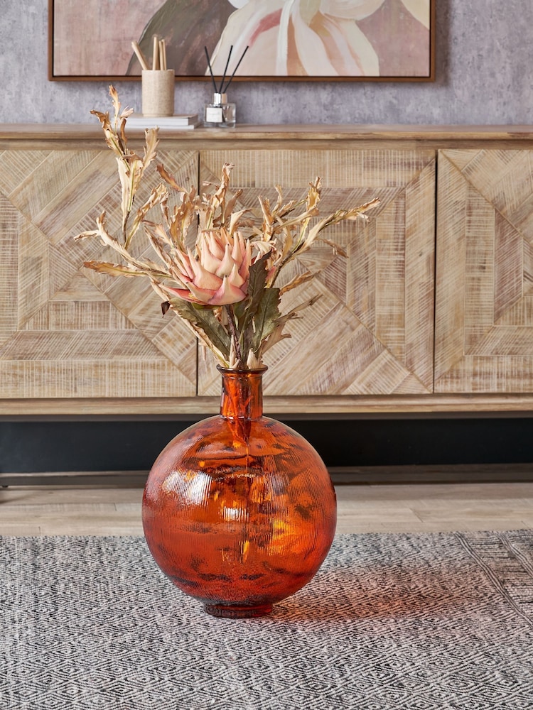 Pacific Orange Round Glass Vase - Image 1 of 6