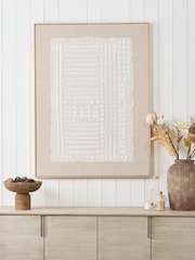 Pacific White Abstract Design Linen Canvas Wall Art - Image 1 of 6
