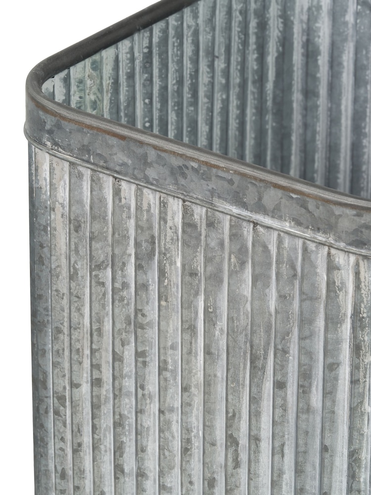 Pacific Set of 2 Grey Galvanised Zinc Square Planters - Image 6 of 6