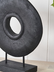 Pacific Black Handcarved Mango Wood Circular Ornament - Image 2 of 6