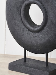 Pacific Black Handcarved Mango Wood Circular Ornament - Image 3 of 6