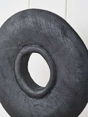 Pacific Black Handcarved Mango Wood Circular Ornament - Image 4 of 6