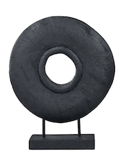 Pacific Black Handcarved Mango Wood Circular Ornament - Image 6 of 6