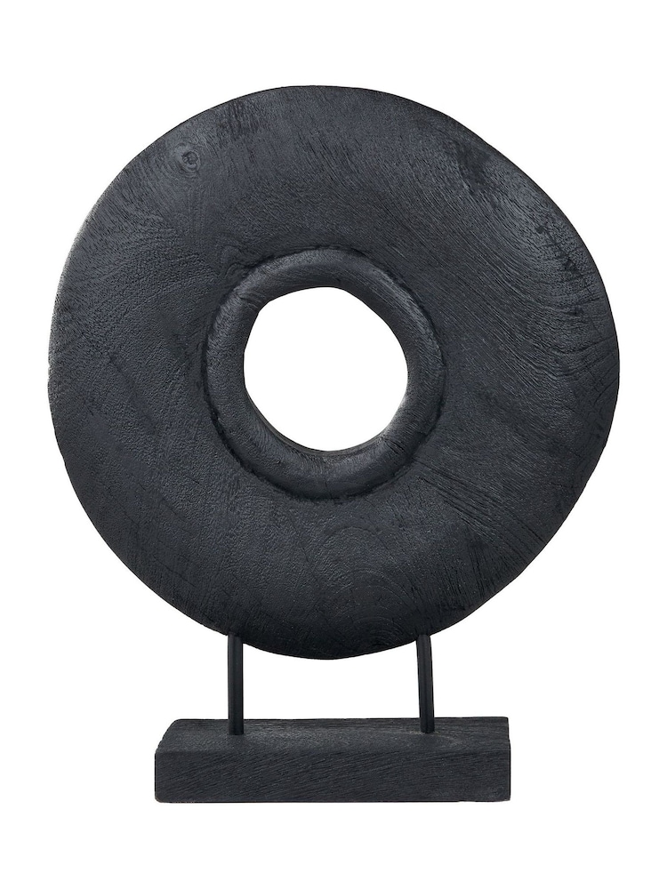 Pacific Black Handcarved Mango Wood Circular Ornament - Image 6 of 6