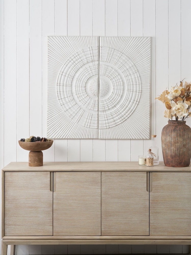 Pacific White S/2 Moulded Metal Circle Wall Art - Image 1 of 6