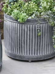 Pacific Grey S/3 Galvanised Zinc Round Planters - Image 2 of 6