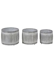 Pacific Grey S/3 Galvanised Zinc Round Planters - Image 5 of 6