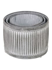 Pacific Grey S/3 Galvanised Zinc Round Planters - Image 6 of 6