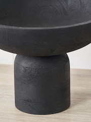 Pacific Black Handcarved Mango Wood Bowl with Raised Base - Image 3 of 6