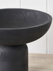 Pacific Black Handcarved Mango Wood Bowl with Raised Base - Image 5 of 6