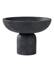 Pacific Black Handcarved Mango Wood Bowl with Raised Base - Image 6 of 6