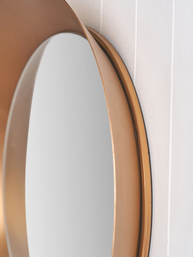 Pacific Gold Metal Angled Frame Round Mirror - Image 2 of 6