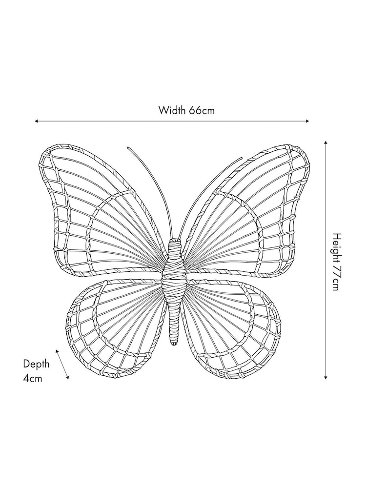 Pacific Natural Rattan Butterfly Wall Art Large - Image 6 of 6