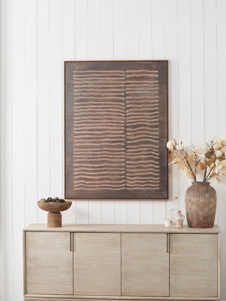 Pacific Brown Linear Design Canvas Wall Art - Image 1 of 6