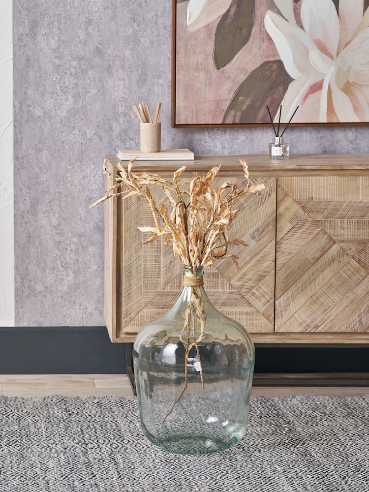 Pacific Clear Large Bottle Vase With A Rafia Wrapped Neck - Image 1 of 6