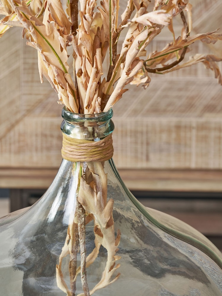 Pacific Clear Large Bottle Vase With A Rafia Wrapped Neck - Image 2 of 6