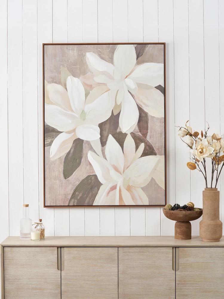 Pacific White Floral Canvas Wall Art - Image 1 of 6